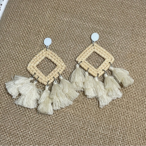 Boho Chic Woven Tassel Earrings - Picture 5 of 5